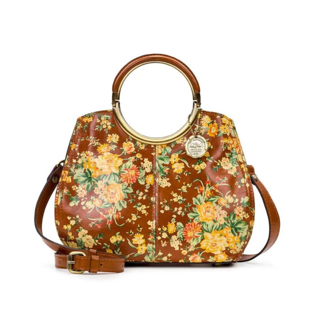 Patricia Nash Aria Handbag Leath Vintage Botanical Garden Floral Crossbody - Picture 4 of 13